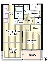 MMガーデン 4階2DKの間取り