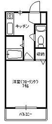 アクア・マリン湘南 1Kの間取図画像