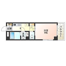 JR東西線 御幣島駅 徒歩6分の賃貸マンション 5階1Kの間取り