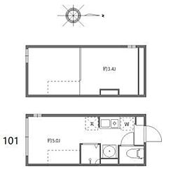ハーモニーテラス小岩ウエストII ワンルームの間取図画像