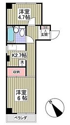 ベルメゾン並木 2Kの間取図画像
