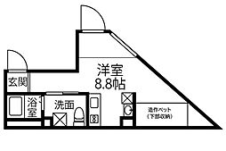 Elysion門前仲町 1階ワンルームの間取り