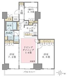 Brilliaist東雲キャナルコート 2SLDKの間取図画像