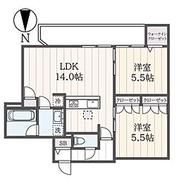 Ｌａｕｌｅ´ａ　Ａ 1階2LDKの間取り