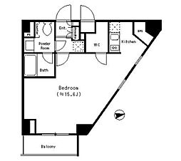 ParkCube四谷三丁目 1Kの間取図画像
