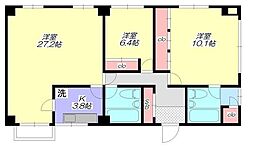 ヒルズ西原 1階2LDKの間取り