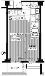プライムアーバン東中野コート 5階1LDKの間取り