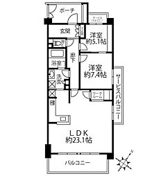 クリオ茅ヶ崎中海岸グランヴィラ 2LDKの間取図画像