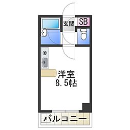 シャトレーヌ北島 ワンルームの間取図画像