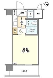 パーク・ノヴァ横浜阪東橋弐番館 ワンルームの間取図画像