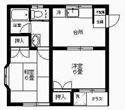 ドミールイワダテB 2DKの間取図画像