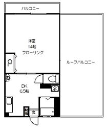 ドゥーコージップ 6階1DKの間取り