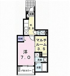 南海線 紀ノ川駅 徒歩23分の賃貸アパート 1階1SKの間取り