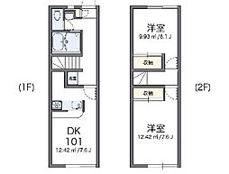 レオパレス東原 2DKの間取図画像