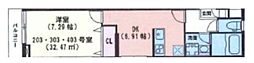 スマートVILLA多摩川 1DKの間取図画像