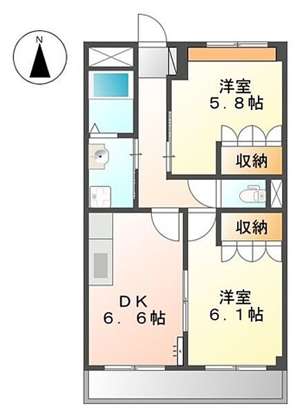 和歌山県和歌山市有家(賃貸アパート2DK・2階・45.00㎡)の写真 その2