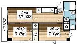 小川マンション 2LDKの間取図画像