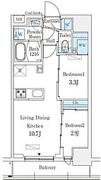 プライムブリス深川住吉 2LDKの間取図画像