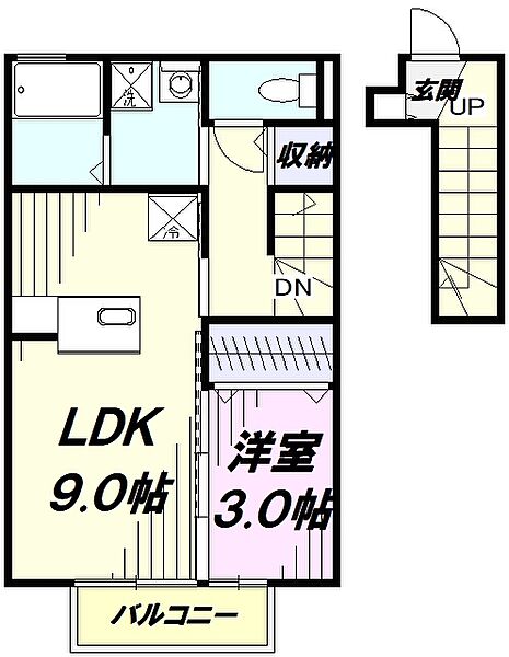 セジュール宮沢Ｂ ｜東京都昭島市宮沢町２丁目(賃貸アパート1LDK・2階・37.00㎡)の写真 その2