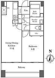 リバーシティ21イーストタワーズ2 25階1LDKの間取り