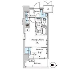 PARKAXIS本所吾妻橋サウスレジデンス 1DKの間取図画像