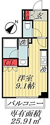 セレサ市川行徳 ワンルームの間取図画像