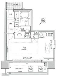 ファミールグラン銀座4丁目オーセンティア 2階ワンルームの間取り