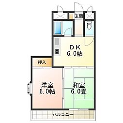 ニューコーポ芝 2DKの間取図画像