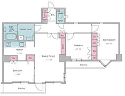 レジディア文京音羽 2階2SLDKの間取り