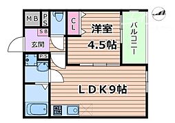 茨木市下穂積2丁目アパート 1LDKの間取図画像