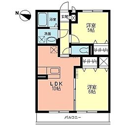 レセンテ梅が丘 2LDKの間取図画像