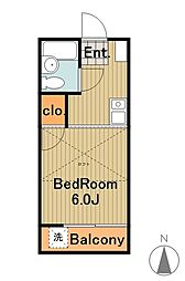 京王相模原線 京王堀之内駅 徒歩12分の賃貸アパート 1階1Kの間取り