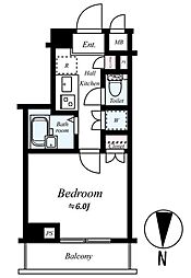 リクレイシア菊川 1Kの間取図画像