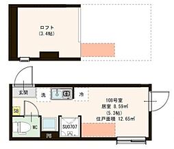 Ｐａｒｋ Ｔｅｒｒａｃｅ 富士見台 1階ワンルームの間取り