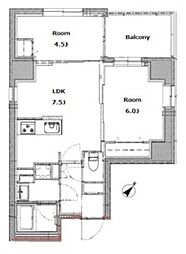 リビオメゾン上野入谷 9階2DKの間取り