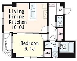 マリーナヒルズ 3階1LDKの間取り