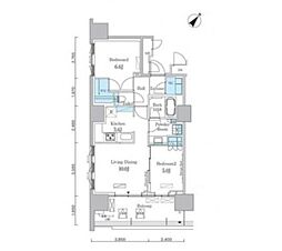 ＨＡＲＵＭＩ　ＦＬＡＧ　ＰＯＲＴ　ＶＩＬＬＡＧＥ　Ｃ棟 5階2LDKの間取り