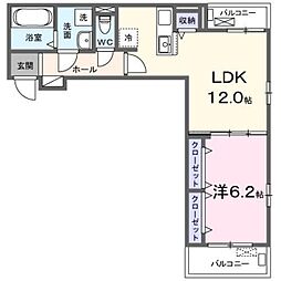 モア 2階1LDKの間取り