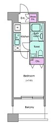 レジディア島津山 1Kの間取図画像