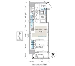 パークアクシス日本橋本町 1LDKの間取図画像