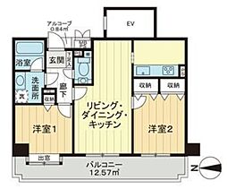 ライオンズガーデン三鷹第2 2LDKの間取図画像