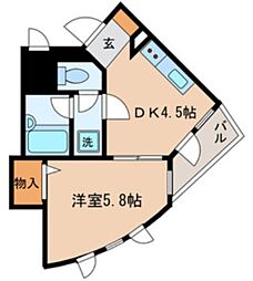 ガウディ動坂 1階1DKの間取り