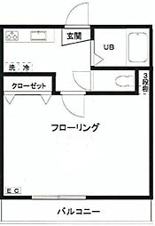 コーポリバーサイド 1階1Kの間取り