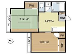KDソシア 2DKの間取図画像