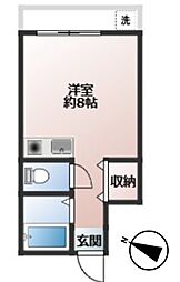 ヒカリコーポほきま ワンルームの間取図画像