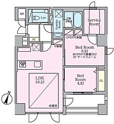 セレーネ御殿山 4階2SLDKの間取り