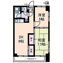 ソレイユ桜台 6階2DKの間取り