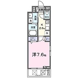 フルール　ベール 3階1Kの間取り