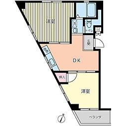 北品川レジデンス 2DKの間取図画像