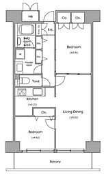 レジディア芝浦 2LDKの間取図画像